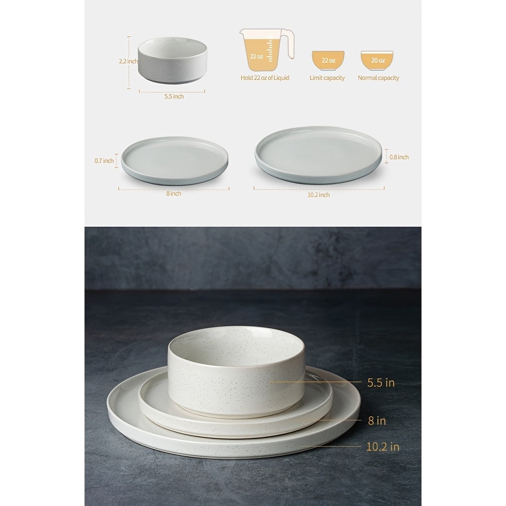 Set of 12 Plates And Bowls, Dinnerware for Four, in White