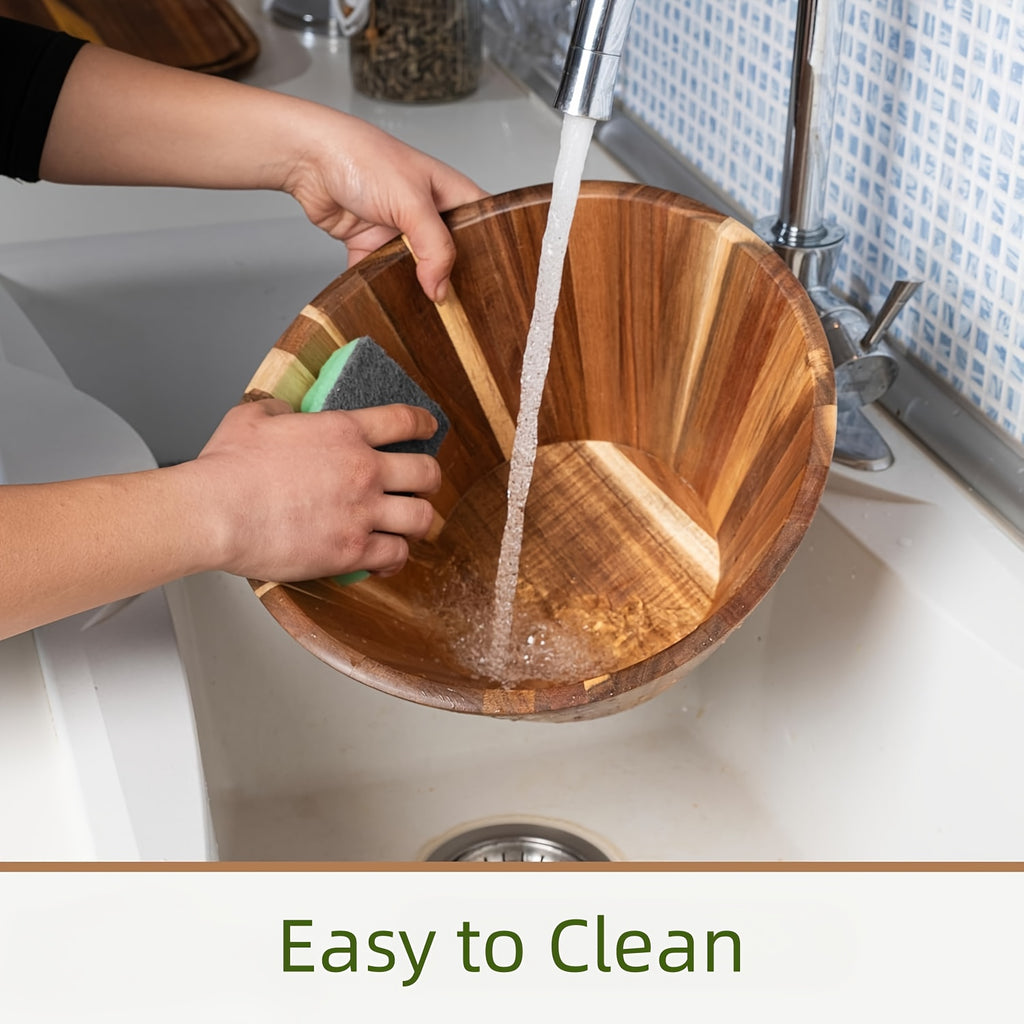 Spacious Acacia Wave Salad Bowl, a Handcrafted Wooden Bowl Perfect for Serving Vegetables, Fruits, And More - a Stylish Addition to Modern Rustic Home Decor