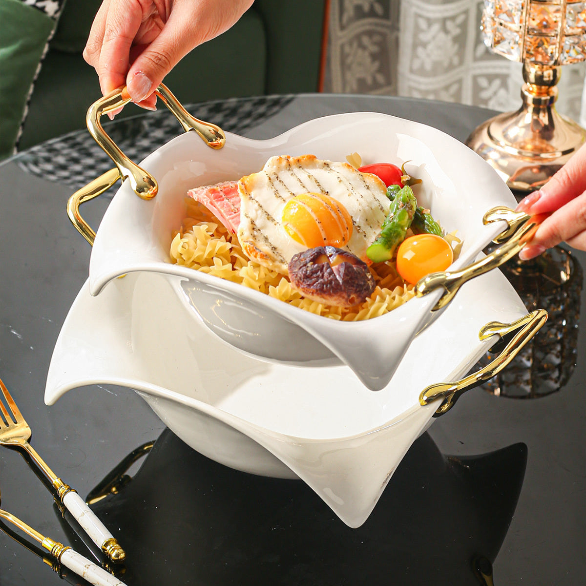 Ceramic Novelty Salad Bowl Ceramic Handcrafted Salad Bowl - Novelty Design, Perfect for Home & Restaurant Use