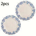 2pcs Blue And White Ceramic Pasta Plate Set - 10.6-Inch Steak Plate, Suitable for Pasta, Desserts, Main Courses, Steak, And Fruits - Perfect for Christmas And Halloween Festive Dining, Ideal for Both Western And Chinese Restaurants, Home Kitchens