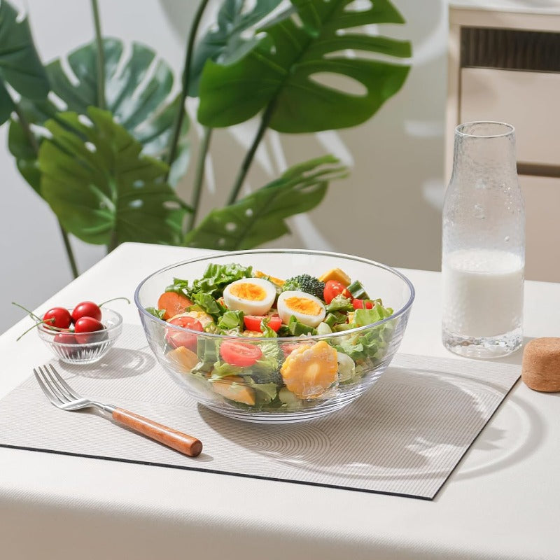 2 Pack 8.7 inch Heavy-Duty Tempered Glass Mixing Bowls with Level Base - Microwave,, Dishwasher & Freezer Safe Potsafe Glass Bowls Suitable for Kitchen,, Serving, Soup, Salad Prep - Shatterproof Glass Durable Bowls