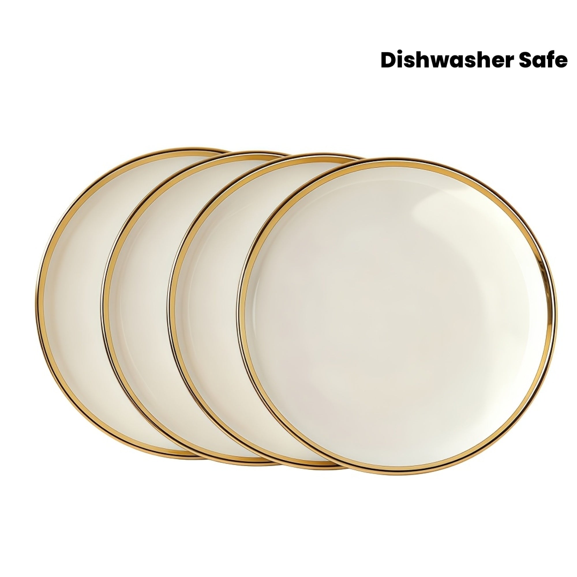 Luxury Ceramic Dinner Plate Set | 10-inch Gold-Edged Plates for Pasta, Salad, Dessert, Sushi - Multi-Functional Kitchenware Suitable for Restaurants and Home Gatherings, Microwave and Dishwasher Safe