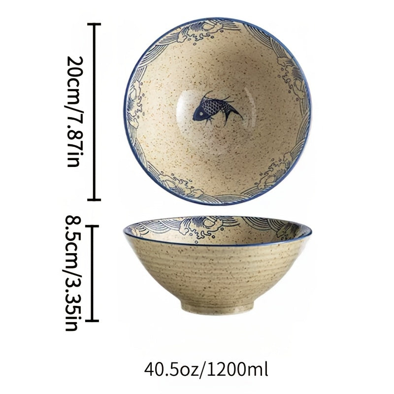 2pcs Large Japanese Ceramic Ramen Bowls with Underglaze Color - Heavy-Duty Soup Noodle Bowls Suitable for Home, Restaurants, Ramen, Housewarming Gifts & Japanese Dining Parties
