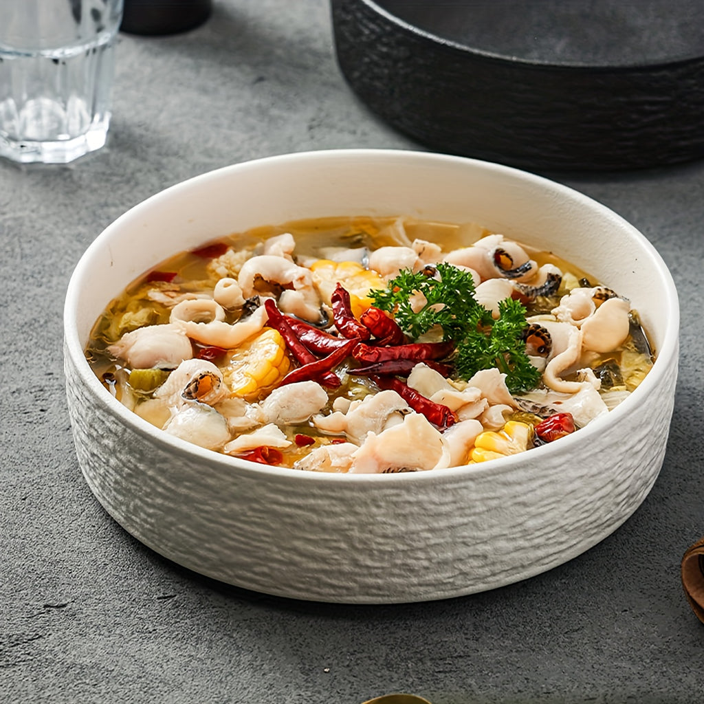 2pcs Rock-patterned Bowl, Hotel-specific Ceramic Bowl, High-end And Simple Style Rice Bowl, Hot Bowl, Snack Bowl, Dessert Bowl, Black + White, Deep-mouthed Ceramic Bowl, Simple And Creative Household Tableware That Can Be Heated In A Microwave