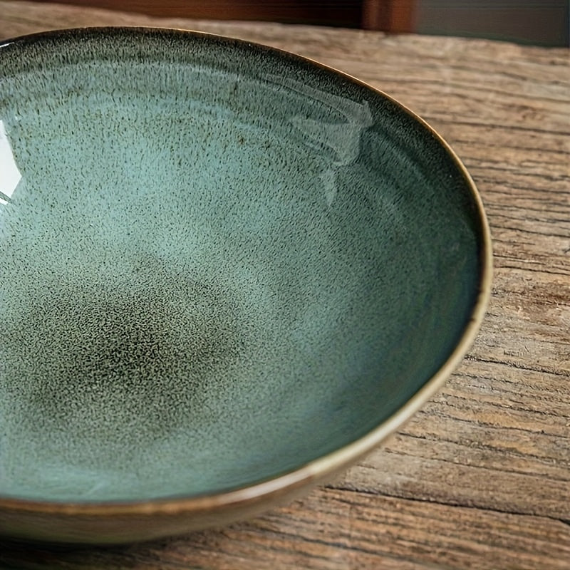 2pcs 8-Inch\u002F30.43oz Unique Ceramic Salad Bowls - Irregular Glaze Design, Perfect for Noodles and Cakes, Adds Vibrancy to Meals, Ideal for Restaurants and Home Use