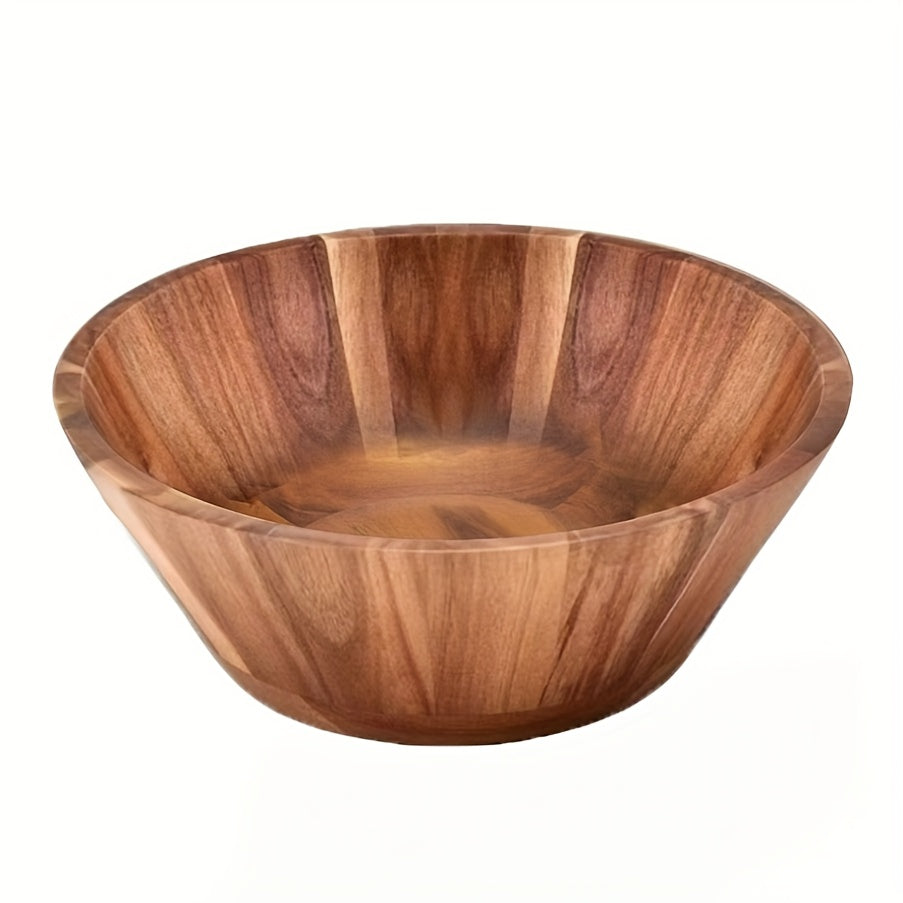 Set of Wooden Salad Bowls, Large Serving Bowl Made of Acacia Wood for Fruits, Salads, Vegetables, And More, Crafted by Hand