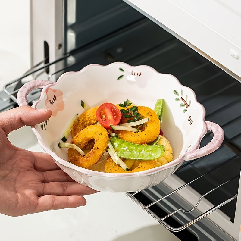 Purple Double-Handled Bowls Two Purple Double-Handled Bowls Suitable for Mashed Potatoes, Salads, Desserts, And Soups, Designed to Prevent Burns And Safe for Microwave, Oven, And Refrigerator Use