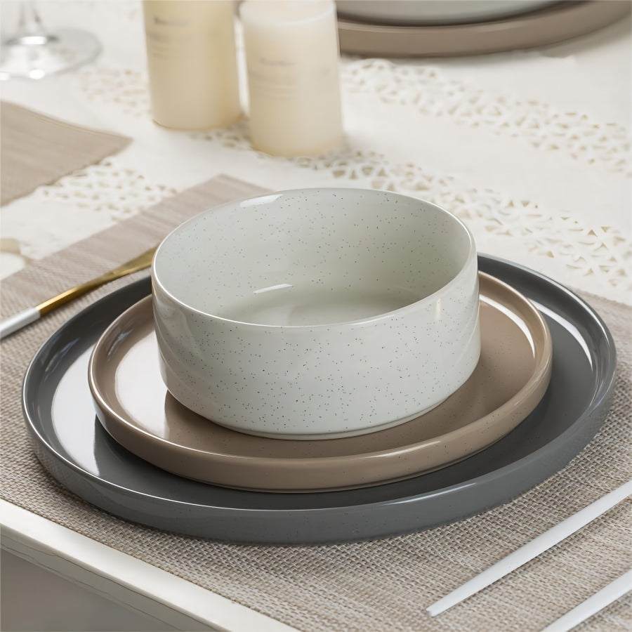 Set of 12 Plates And Bowls, Dinnerware for Four, in White