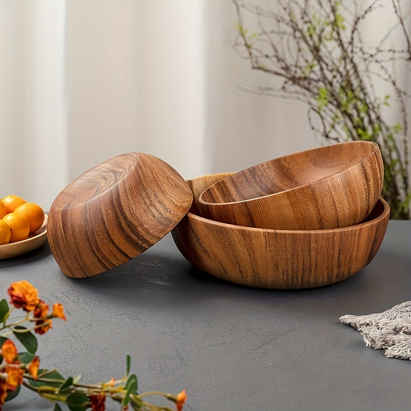 LDQ Acacia Wood Bowl, a Stylish Container for Snacks And Salads, Perfect for Serving Fruits And Greens, Featuring a Smooth Natural End Suitable for Both Casual And Formal Occasions