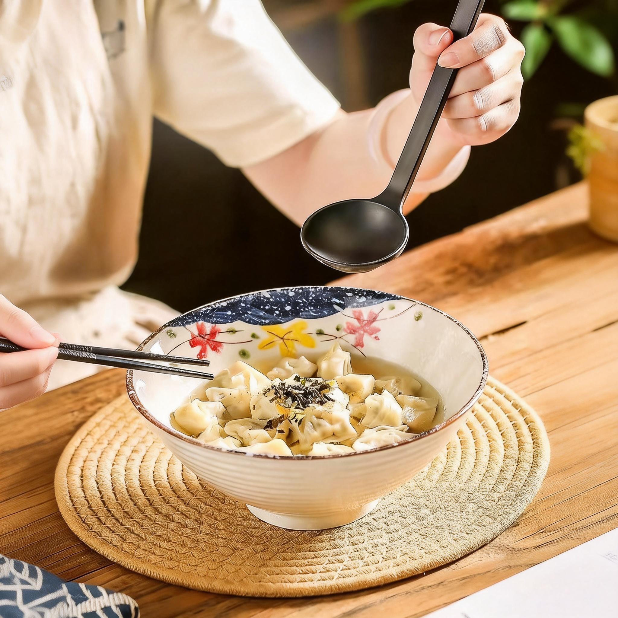 2pcs Large Japanese Ceramic Ramen Bowls with Underglaze Color - Heavy-Duty Soup Noodle Bowls Suitable for Home, Restaurants, Ramen, Housewarming Gifts & Japanese Dining Parties