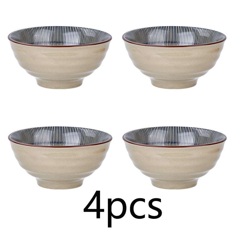 2\u002F4pcs 7-Inch Striped Ceramic Pasta Bowl | Underglaze Color Design, Durable and Easy to Clean, Ideal for Soup, Ramen, Pasta, and Salad, Microwave Safe, Suitable for Home, Kitchen, Restaurants, Parties, and Festive Events - YOLIFE