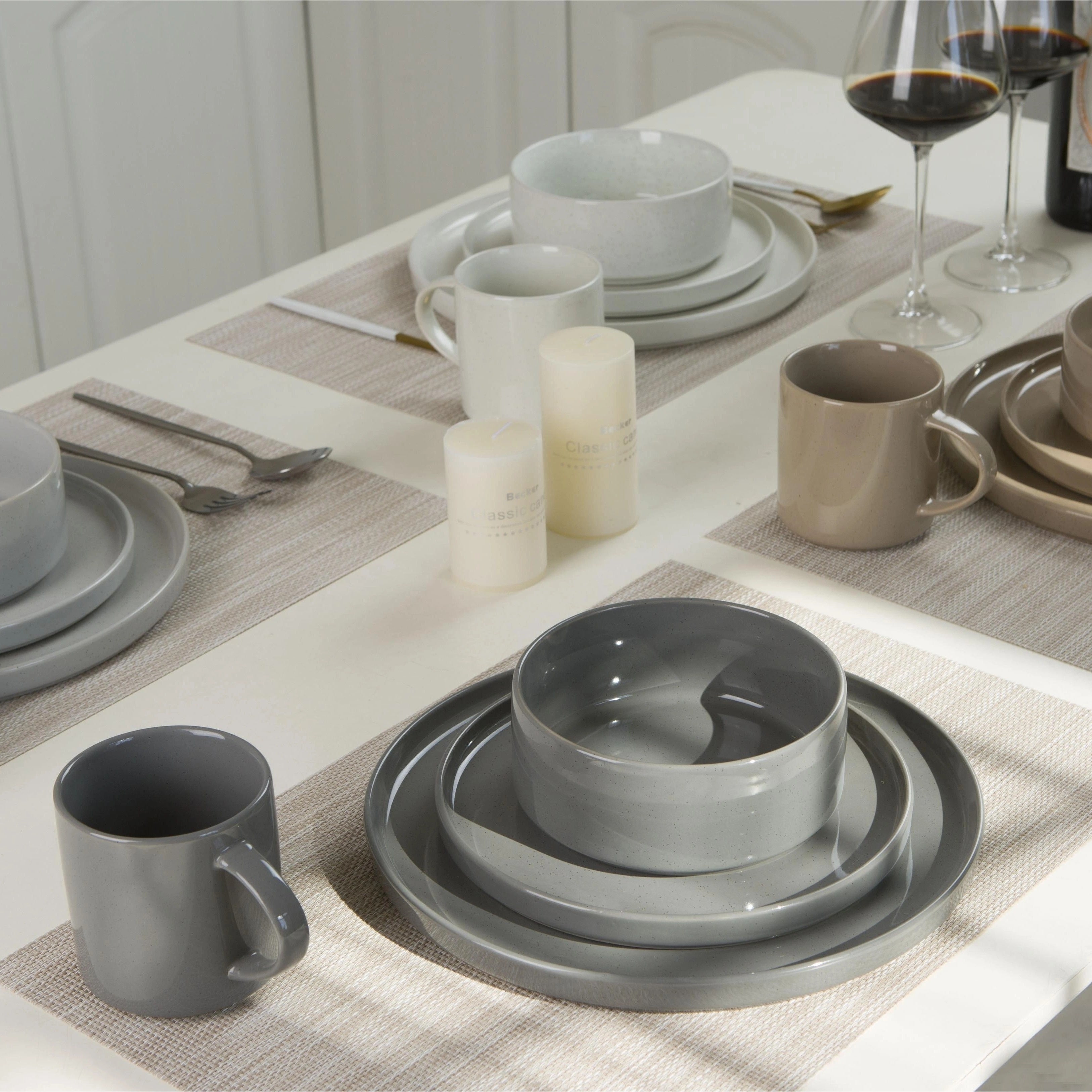 Set of 12 Plates And Bowls, Dinnerware for Four, in White