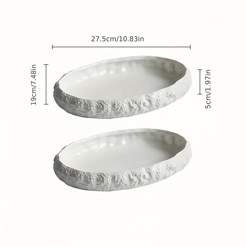 Collection of 2 Oversized Ceramic Fish Dishes Featuring a Rock Design - Ideal for Fish, Lobster, And Seafood - Stylish Tableware for Upscale Dining Establishments And Home Use