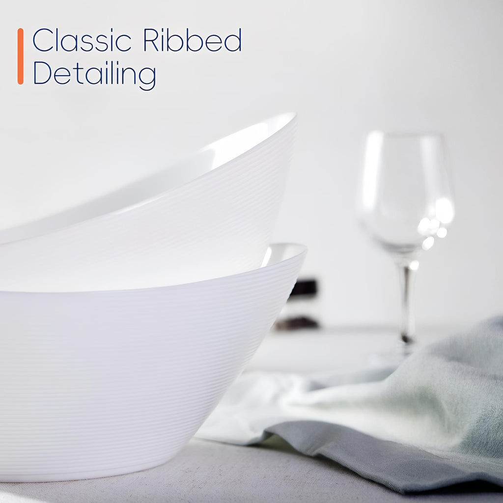 4pcs Salad Bowl Set, 66oz White Salad Bowls (2pcs) and 30oz Black Salad Bowls (2pcs), Striped Design Thickened Glass Material, Suitable for Salad Bowls, Soup Bowls, Breakfast Oatmeal Bowls, Multifunctional Kitchen Tableware