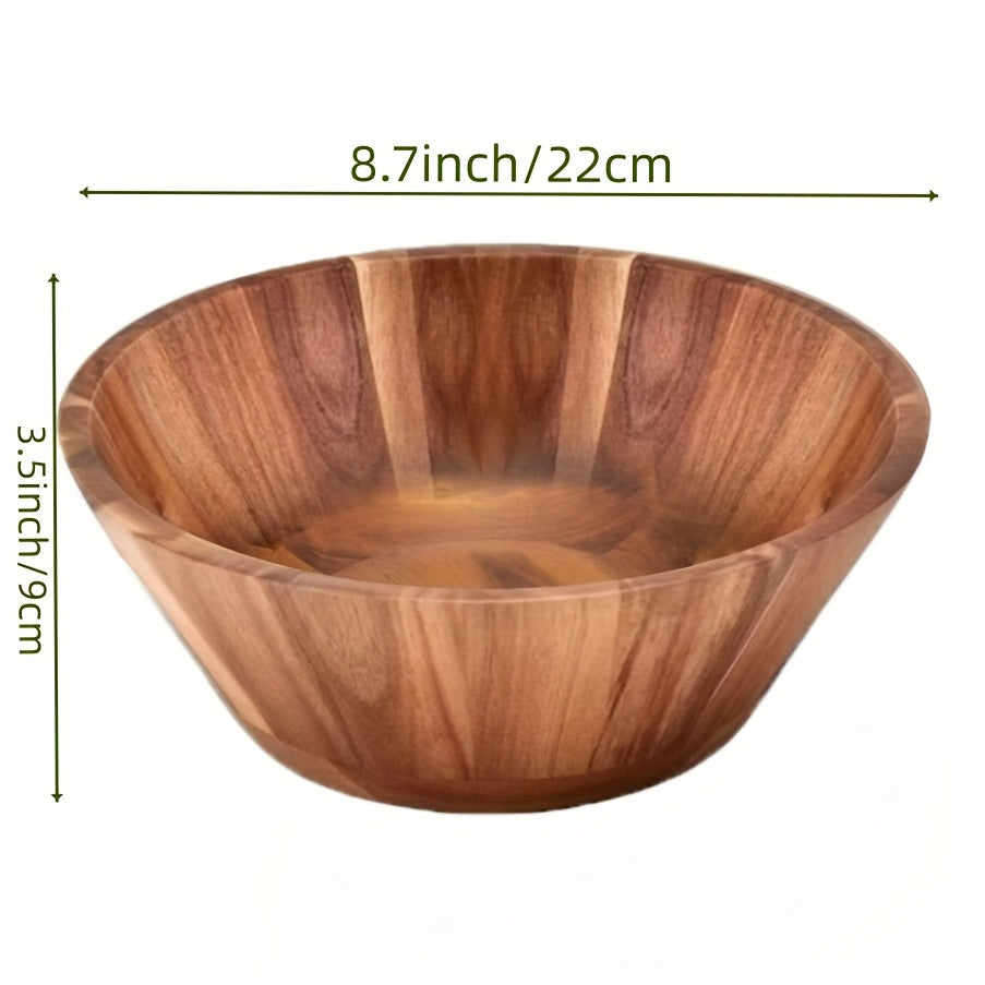 Set of Wooden Salad Bowls, Large Serving Bowl Made of Acacia Wood for Fruits, Salads, Vegetables, And More, Crafted by Hand