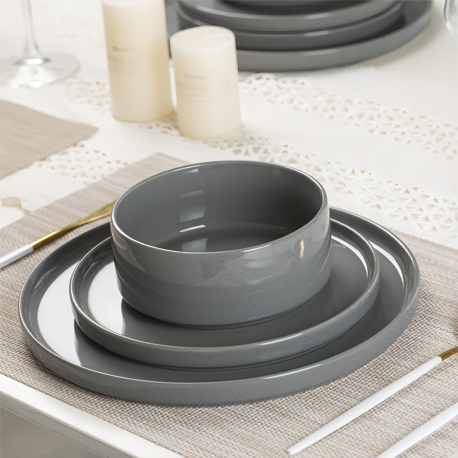 Set of 12 Plates And Bowls, Dinnerware for Four, in White