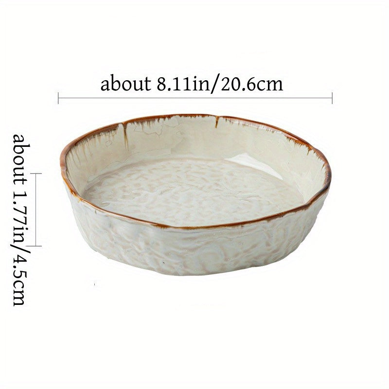This Is a Uniquely Designed Ceramic Bowl Inspired by Twilight, Perfect for Upscale Dining. It Features a Water Ripple Pattern And Embodies Nordic Characteristics, Making It a Personalized Choice for Serving Salads And Fruits