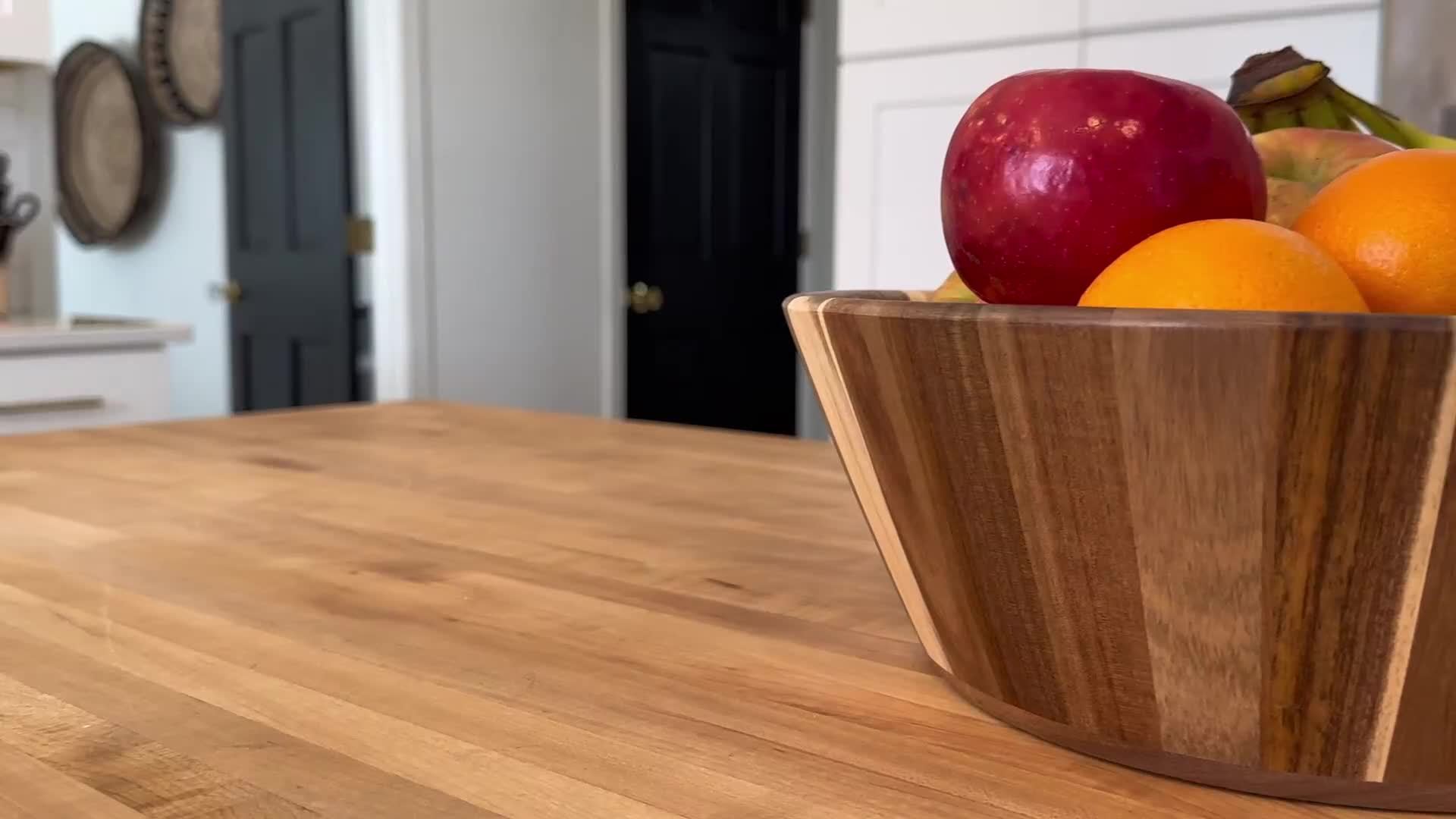 Set of Wooden Salad Bowls, Large Serving Bowl Made of Acacia Wood for Fruits, Salads, Vegetables, And More, Crafted by Hand