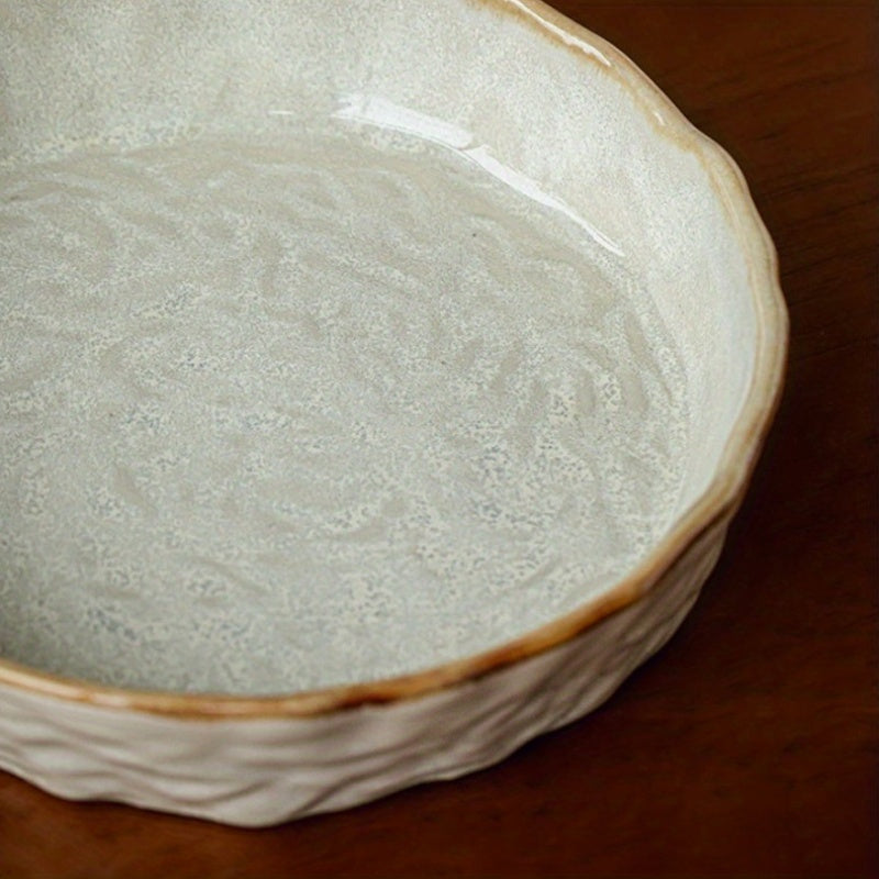 This Is a Uniquely Designed Ceramic Bowl Inspired by Twilight, Perfect for Upscale Dining. It Features a Water Ripple Pattern And Embodies Nordic Characteristics, Making It a Personalized Choice for Serving Salads And Fruits