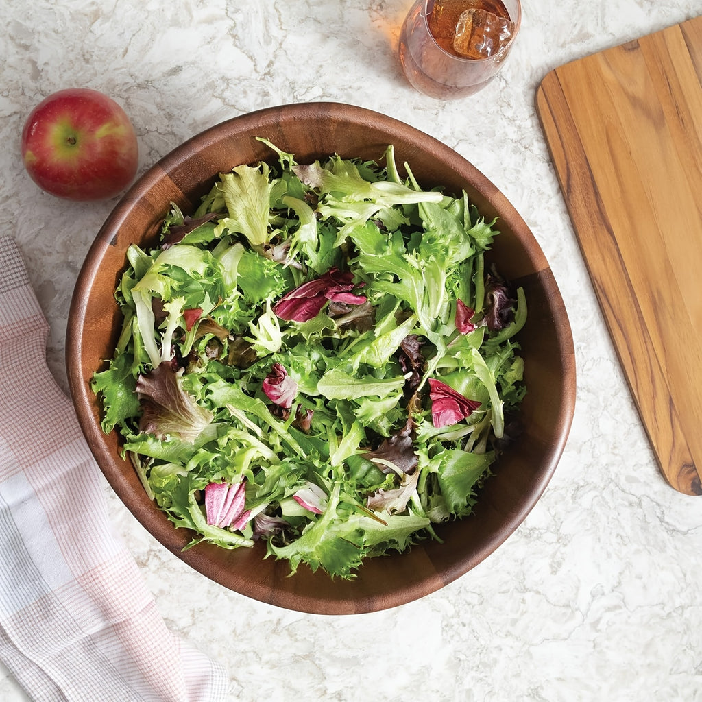 Spacious Acacia Wave Salad Bowl, a Handcrafted Wooden Bowl Perfect for Serving Vegetables, Fruits, And More - a Stylish Addition to Modern Rustic Home Decor