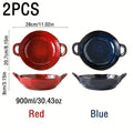 Two Ceramic Double-Handled Soup Bowls with a Capacity of 550\u002F900 Milliliters, Featuring a Heat-Resistant Design with Handles, Safe for Oven And Microwave Use, Suitable for French Onion Soup, Pasta, Ramen, Stews, And More, Perfect for Home Kitchens