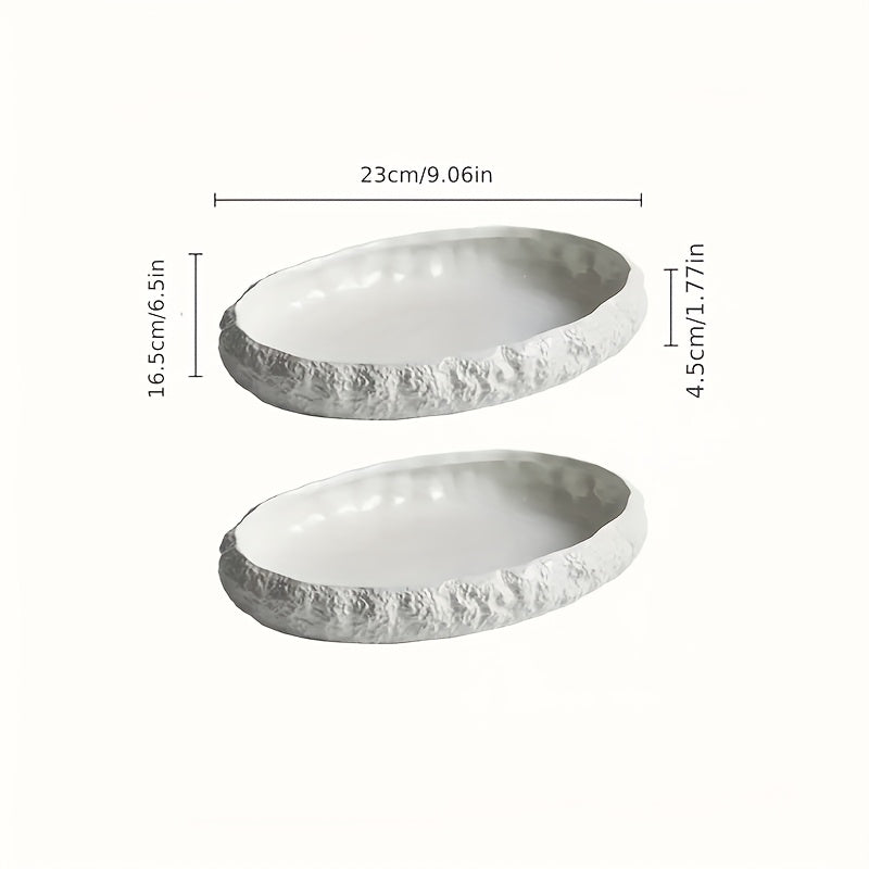 Collection of 2 Oversized Ceramic Fish Dishes Featuring a Rock Design - Ideal for Fish, Lobster, And Seafood - Stylish Tableware for Upscale Dining Establishments And Home Use