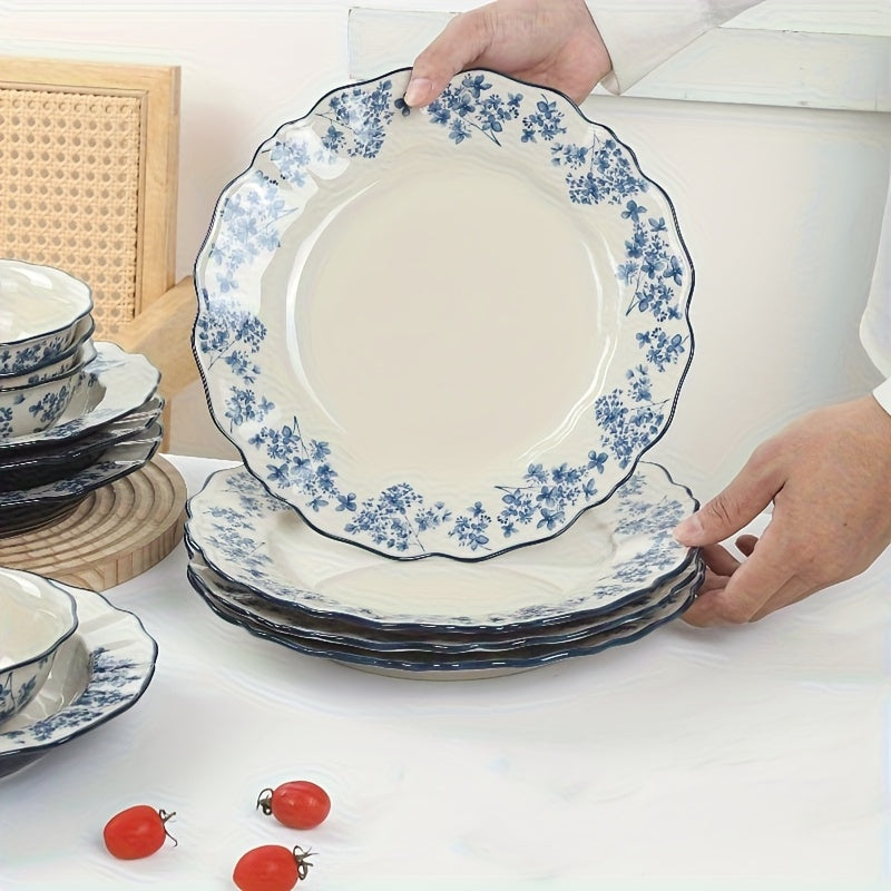 2pcs Blue And White Ceramic Pasta Plate Set - 10.6-Inch Steak Plate, Suitable for Pasta, Desserts, Main Courses, Steak, And Fruits - Perfect for Christmas And Halloween Festive Dining, Ideal for Both Western And Chinese Restaurants, Home Kitchens