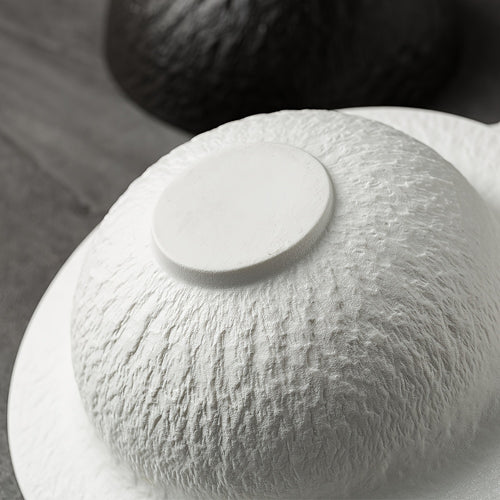 1pc Elegant Planet Design Ceramic Serving Bowl with Textured Lid - Round Food-Grade Dish for Salads, Appetizers, Main Meals - Home and Restaurant Use