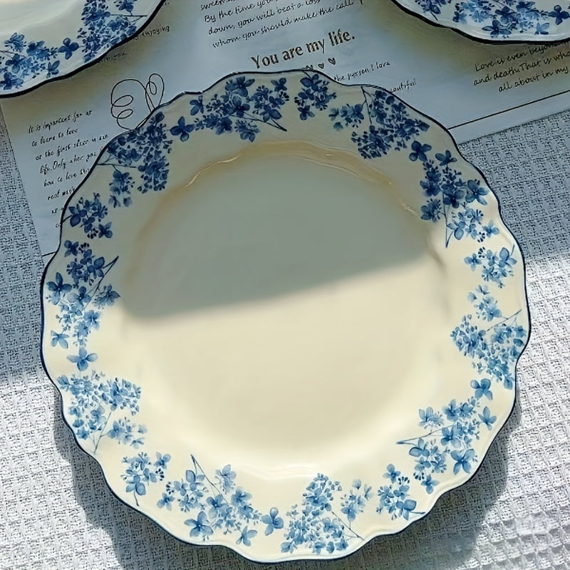 2pcs Blue And White Ceramic Pasta Plate Set - 10.6-Inch Steak Plate, Suitable for Pasta, Desserts, Main Courses, Steak, And Fruits - Perfect for Christmas And Halloween Festive Dining, Ideal for Both Western And Chinese Restaurants, Home Kitchens