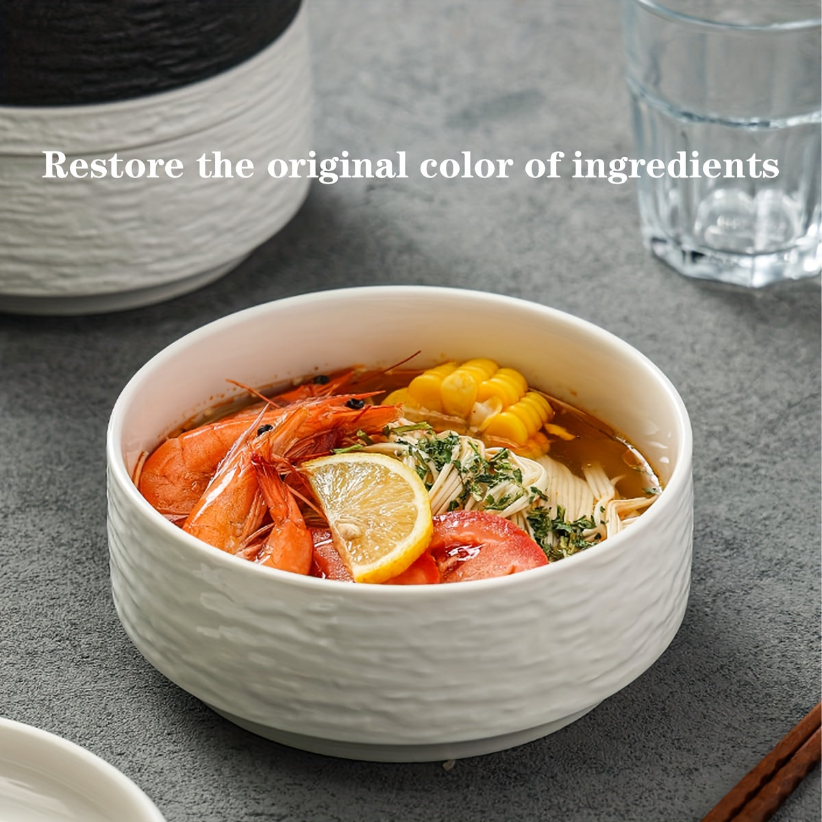 2pcs Rock-patterned Bowl, Hotel-specific Ceramic Bowl, High-end And Simple Style Rice Bowl, Hot Bowl, Snack Bowl, Dessert Bowl, Black + White, Deep-mouthed Ceramic Bowl, Simple And Creative Household Tableware That Can Be Heated In A Microwave