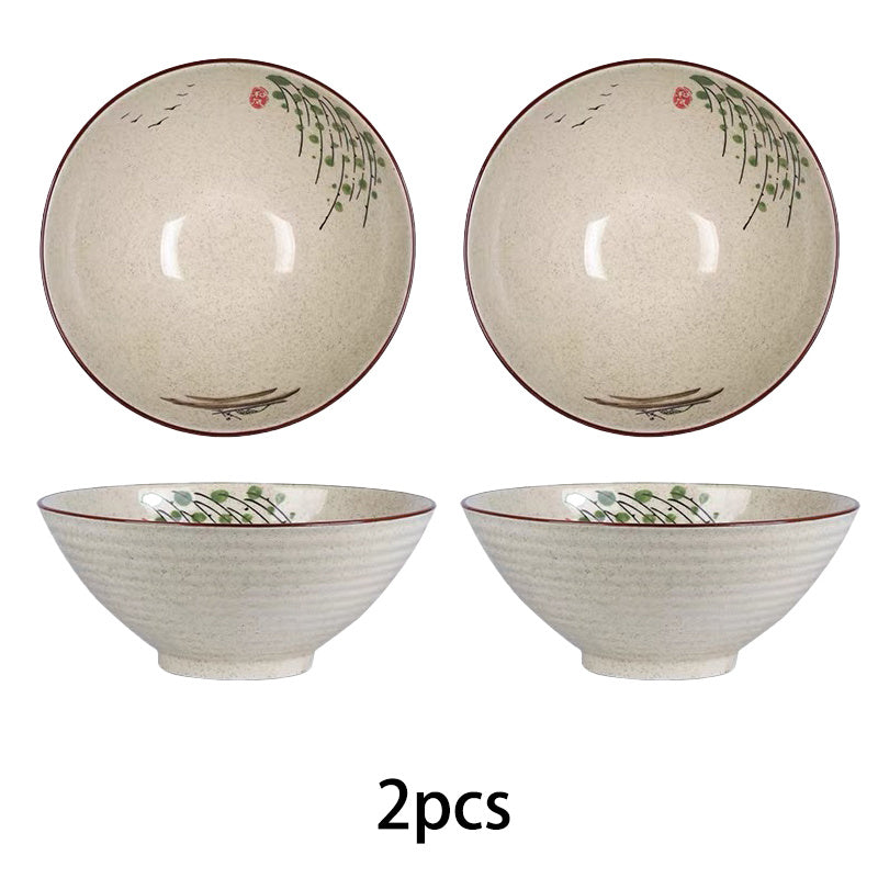 2pcs Large Japanese Ceramic Ramen Bowls with Underglaze Color - Heavy-Duty Soup Noodle Bowls Suitable for Home, Restaurants, Ramen, Housewarming Gifts & Japanese Dining Parties