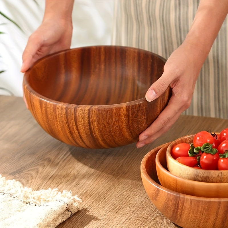 LDQ Acacia Wood Bowl, a Stylish Container for Snacks And Salads, Perfect for Serving Fruits And Greens, Featuring a Smooth Natural End Suitable for Both Casual And Formal Occasions