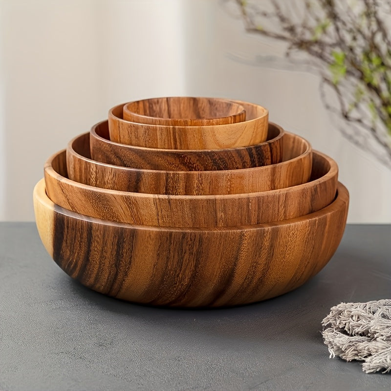 LDQ Acacia Wood Bowl, a Stylish Container for Snacks And Salads, Perfect for Serving Fruits And Greens, Featuring a Smooth Natural End Suitable for Both Casual And Formal Occasions