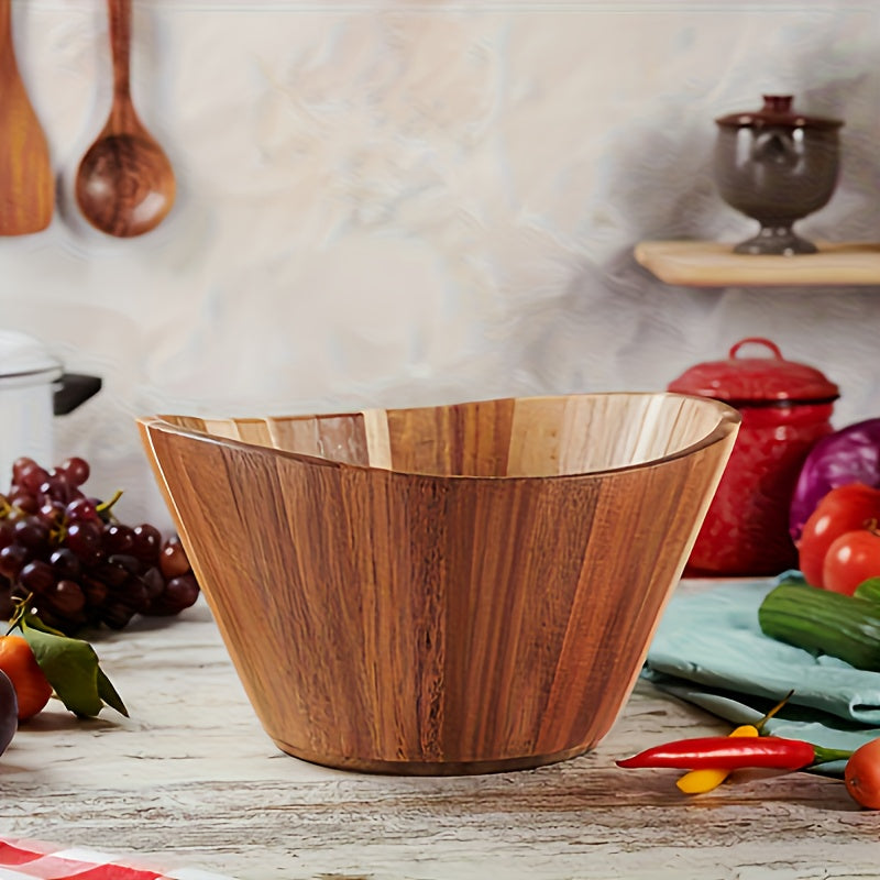 Spacious Acacia Wave Salad Bowl, a Handcrafted Wooden Bowl Perfect for Serving Vegetables, Fruits, And More - a Stylish Addition to Modern Rustic Home Decor