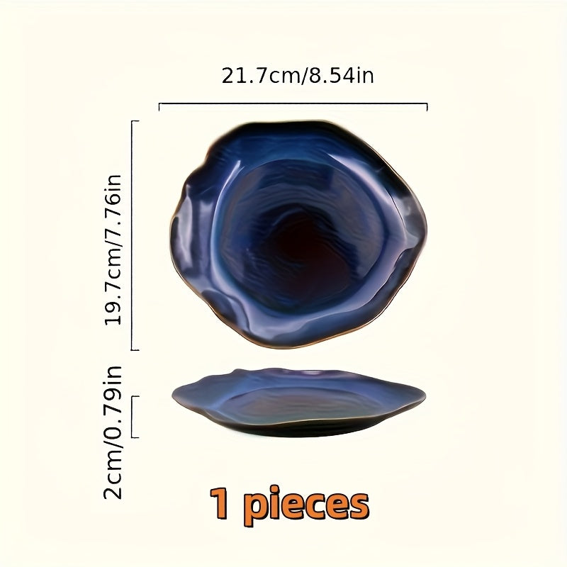 TAUFIKT 1\u002F4pcs Ceramic Dinner Plate Set - Unique Irregular Shape, Perfect for Serving Steak, Seafood, Etc - Perfect for Family Meals, Restaurant Use, Suitable for Christmas Halloween Thanksgiving Various Potlucks